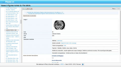 Fig. 3 : Capture d’écran de l’affichage d’une fiche-objet sous Pleade Editor