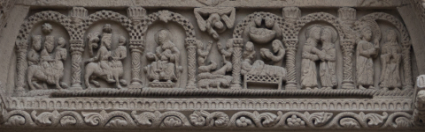 Fig. 6 : Loire (42), Bourg-Argental, Saint-André, portail est, XIIe siècle, cycle de l’Enfance du Christ