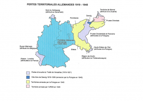 Fig. 2 : Pertes territoriales allemandes 1919-1945
