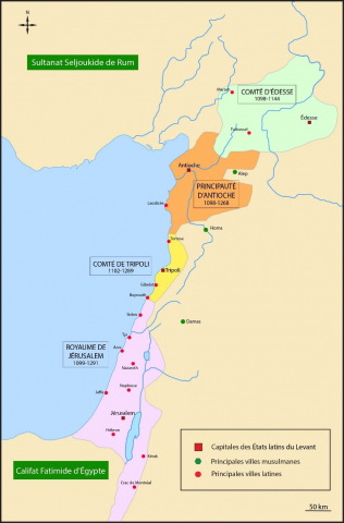 Fig. 2 : les États latins du Levant au milieu du XIIe siècle