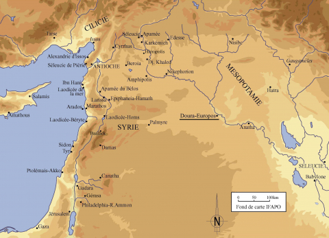 Fig. 1 : carte de l’Orient gréco-romain. D’après un fond de carte de l’IFAPO