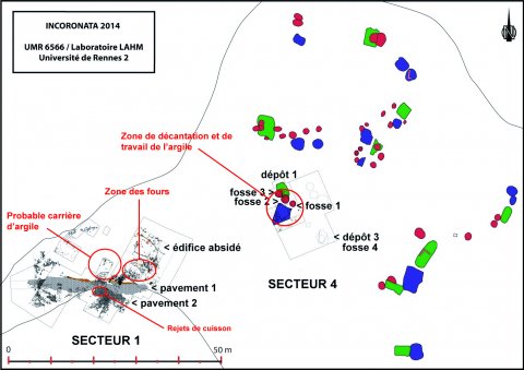 Fig. 2-a, plan de la partie occidentale de la colline de l’Incoronata (DAO : F. MEADEB, C. BELLAMY)