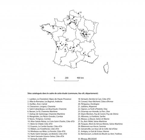 Fig. 6 : Carte de répartition des sites catalogués dans le cadre du master 2