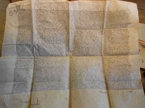 Fig. 2: Lettre de rémission en faveur des habitants de la ville de Gand, datée du 30 juillet 1453. ADCO B 11927