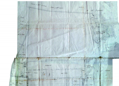 Fig. 9 : Le collège du Puygarreau. Plan du collège et de la chapelle, XIXe siècle