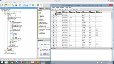 Fig. 6 : L’interface de PostgreSQl et la table « pon1 » des tombes