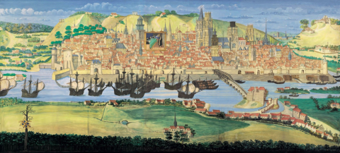 Fig. 1 : Grande vue de Jacques le Lieur © Rouen, BmR, Ms g 3-5 vue 01