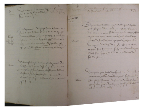 Fig. 2 : Le répertoire de 1486 – AMR, FA R1, p. 34-35 © Emmanuel Melin