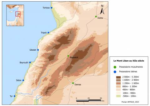 Fig. 1 : le Mont Liban au milieu du XIIe siècle