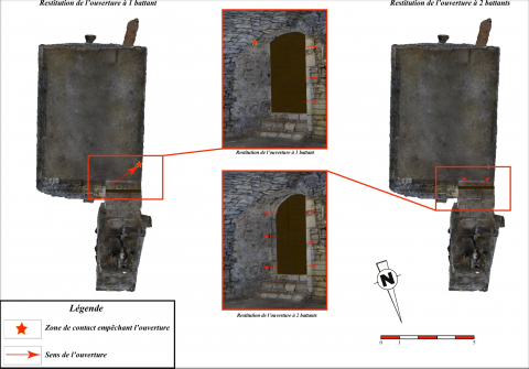 Fig. 19 : Restitution de l’ouverture de porte de la cave C8 (D.A.O. © C. Armand)