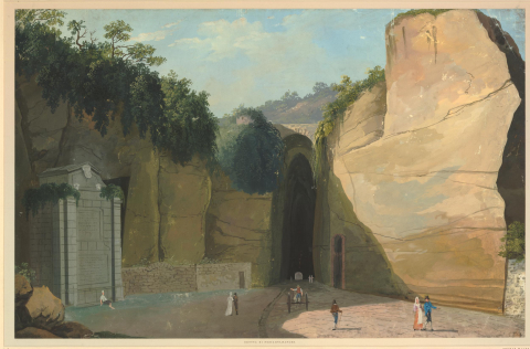 Fig. 10 : Thomas Walmsley, Grotta di Posillipo, Naples, papier, 34,6 x 53,8 cm, 1763-1806, Londres, British Museum, 1887,0122.1 © The Trustees of the British Museum, CC BY-NC-SA 4.0