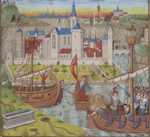 Fig. 2 : Robinet Testard, Secrets de l’Histoire naturelle, fol. 3r : Grande Bretagne/Angleterre, Cognac, vers 1480-1485, Paris, BnF, ms.fr.22971 © Gallica BnF