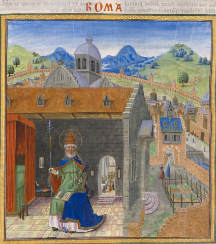 Fig. 11 : Lambert de Saint-Omer, Liber floridus, fol. 98r : saint Pierre, Gand, vers 1448, Chantilly, Musée Condé, ms. 724 © Gallica BnF