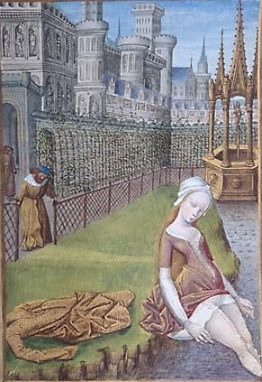 Fig. 14 : Jean Colombe, Livre d’heures, fol. 211r : David et Bethsabée, Bourges, vers 1473, Morgan Library, ms. M.677 © Morgan Library