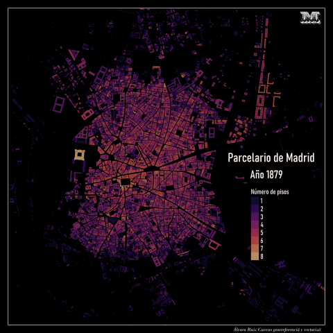 Fig. 4 : Nombre d’étages des immeubles de Madrid © Álvaro Ruiz Cuevas