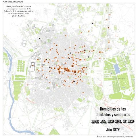 Fig. 6 : Domiciles des députés et des sénateurs © Álvaro Ruiz Cuevas
