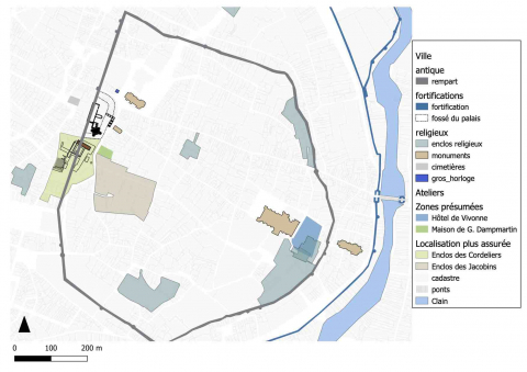 Fig. 3 : Localisation des ateliers dans la ville de Poitiers (SIG) © Héloïse Dupin