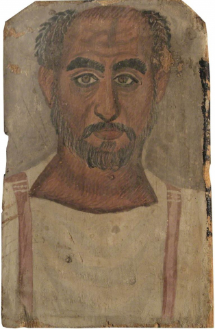 Fig. 4 : Portrait d’un homme d’âge mûr, vers 250-300 apr. J. C., bois peint à l’encaustique, er Rubayat, Londres