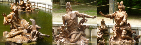 Fig. 18 : La Granja de San Ildefonso (Espagne), Fontaine de Latone, René Frémin (dir.), Lyciens, statues, alliage de plomb et étain bronzé, vers 1727-1737
