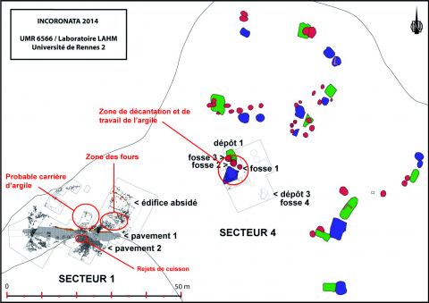 Fig. 2-a, plan de la partie occidentale de la colline de l’Incoronata (DAO : F. MEADEB, C. BELLAMY)